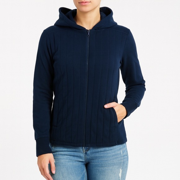 Lauren Active Jacket Quilted Hooded Full Zip Black Small - Picture 1 of 7